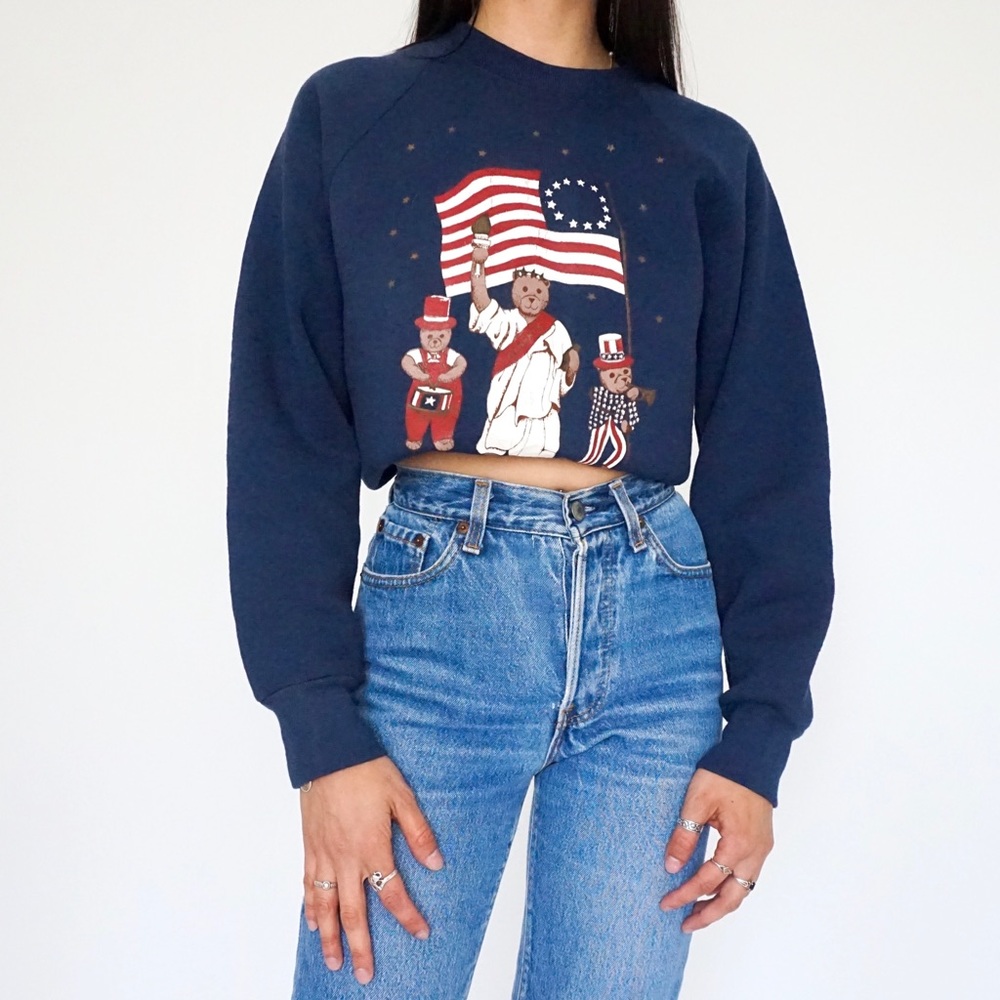 Vtg 80s Teddy Bear Crewneck Pullover Sweatshirt